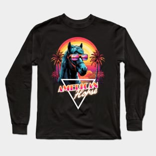 Retro Wave American Horse Vibes Long Sleeve T-Shirt